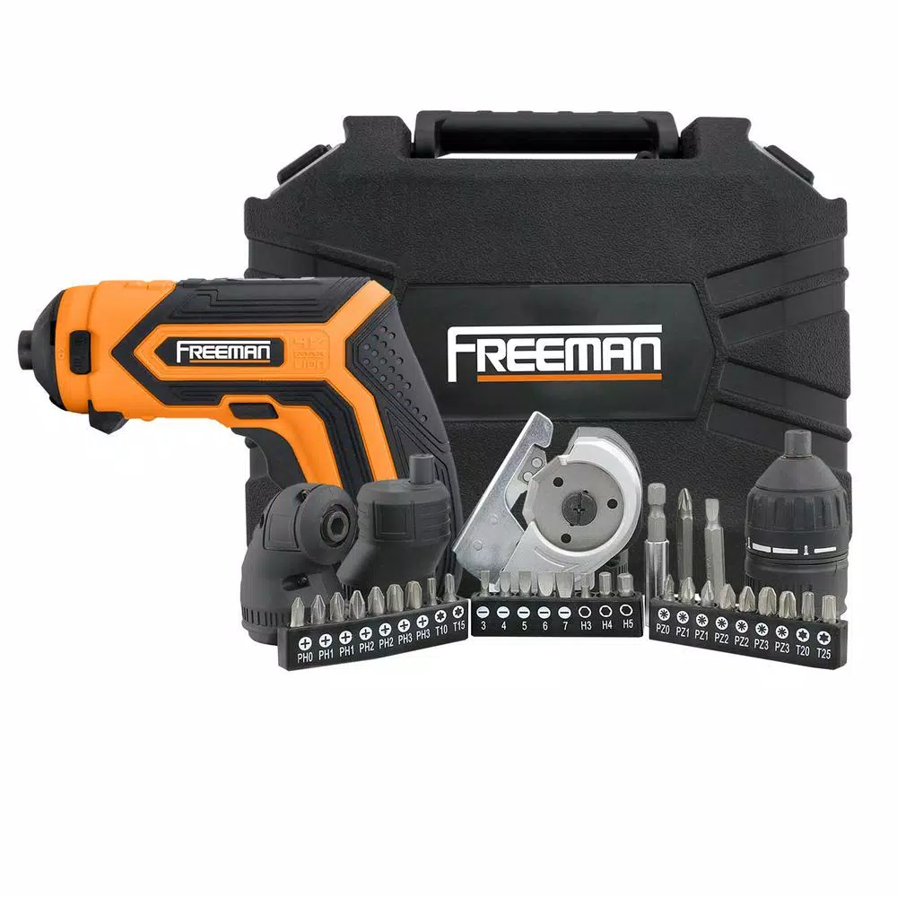 Freeman 3.6V Cordless 5-in-1 Mini Electric Screwdriver Kit with USB Charger and 26-Piece Bit Set