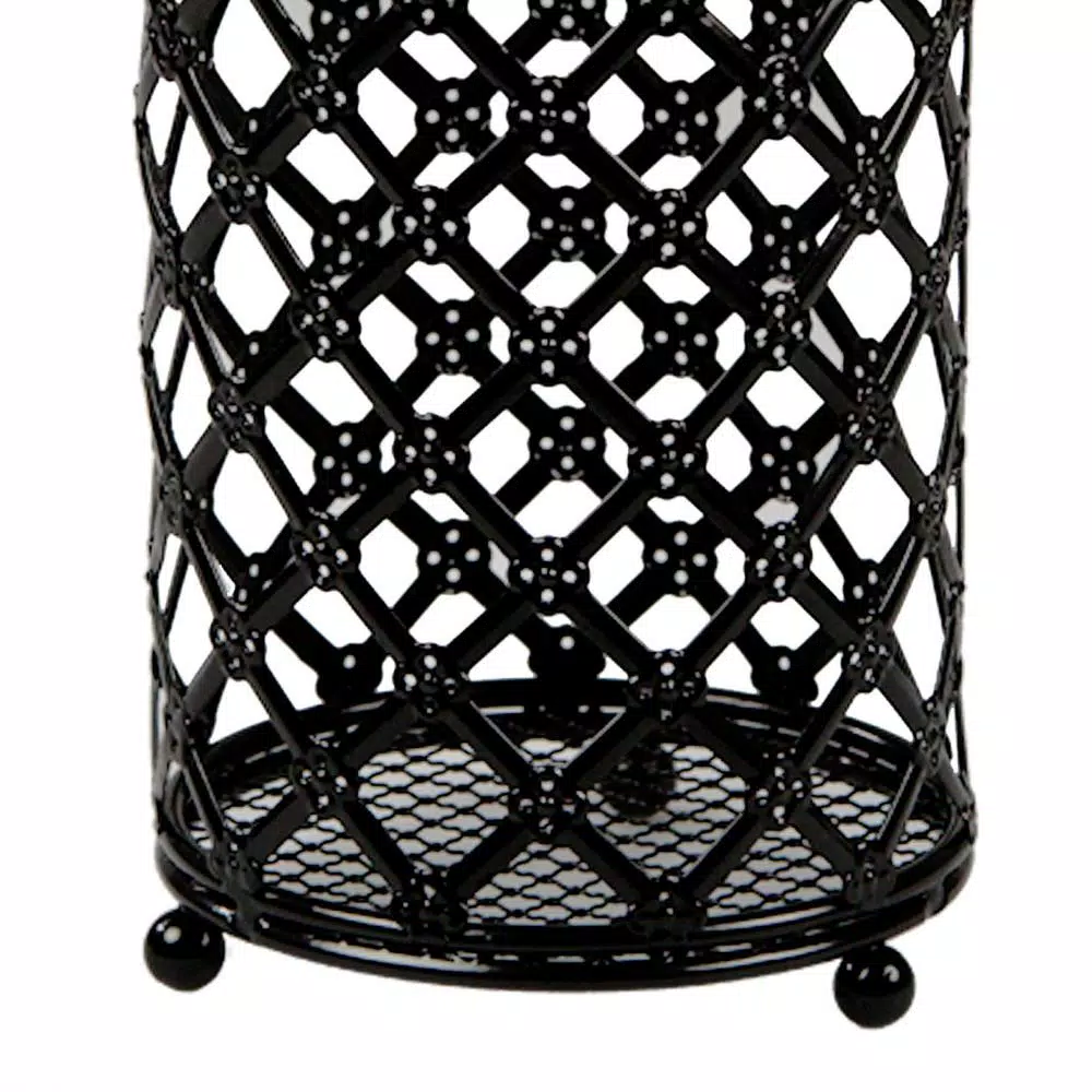 Home Basics Black Lattice Cutlery Holder - Heavyweight Powder Coated Steel Utensil Organizer