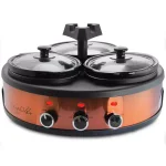 MegaChef Triple 4.5 Qt. Copper Slow Cooker and Buffet Server with 3 Ceramic Pots thumbnail 1