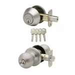 Copper Creek Satin Stainless Steel Contemporary Entry Door Knob and Deadbolt Combo Set thumbnail 1
