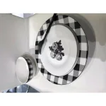 Godinger Damier 12-Piece Porcelain Dinnerware Set, Black and White Checkerboard Design, Service for 4 thumbnail 2