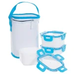 Classic Cuisine 3-Piece Portable Food Storage Set with Insulated Zippered Bag, Light Blue thumbnail 7