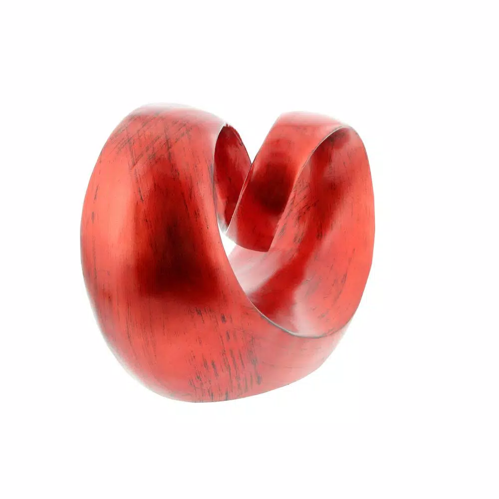 LITTON LANE 9 in. x 12 in. Red Polystone Decorative Abstract Sculpture