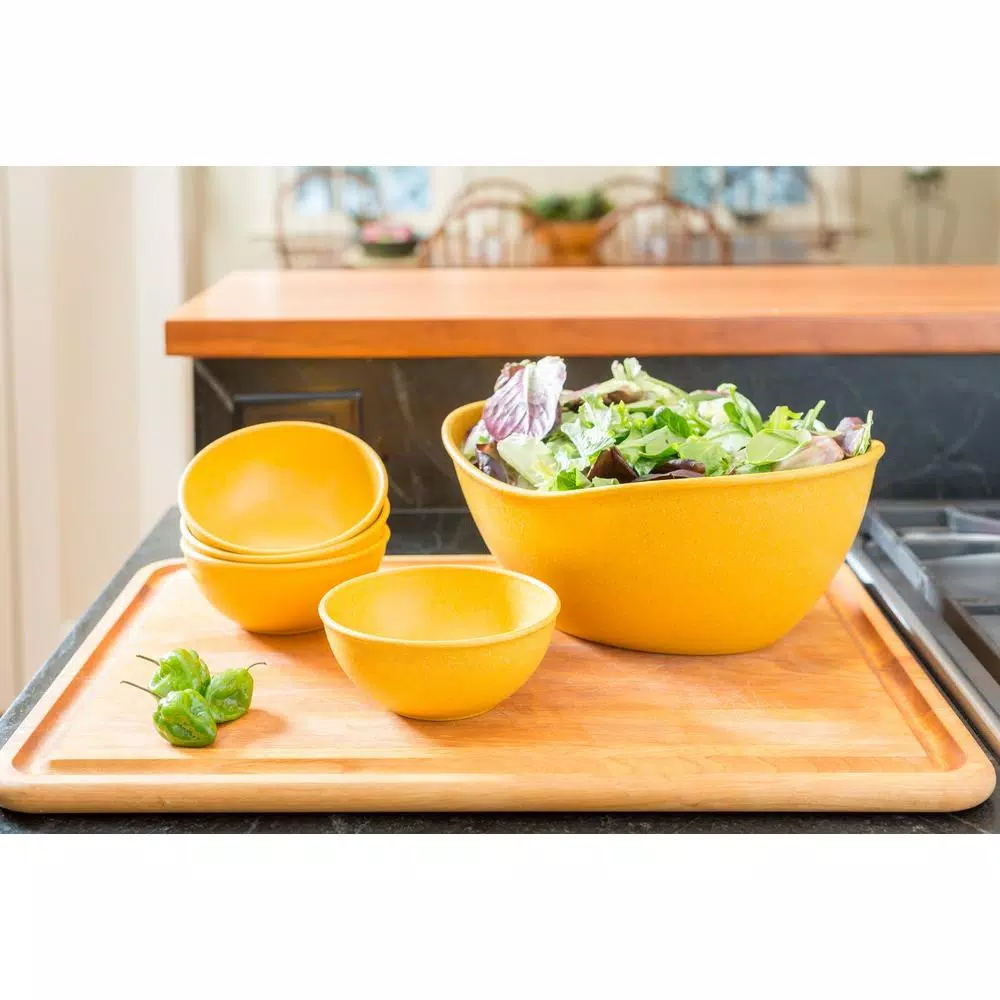 Unbranded EVO Sustainable Goods Yellow Wood-Plastic Composite Serving Bowl Set, 5-Piece