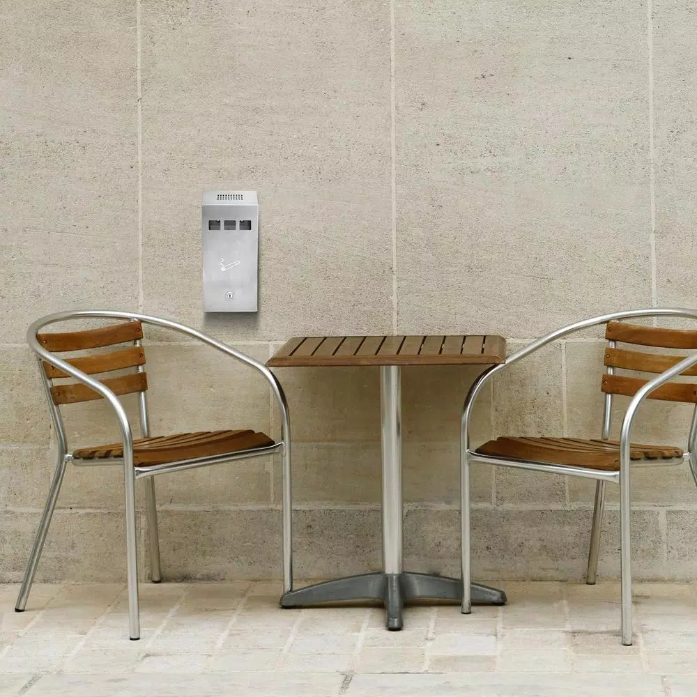 Alpine Industries Stainless Steel Wall-Mounted Cigarette Disposal Station Outdoor Ashtray