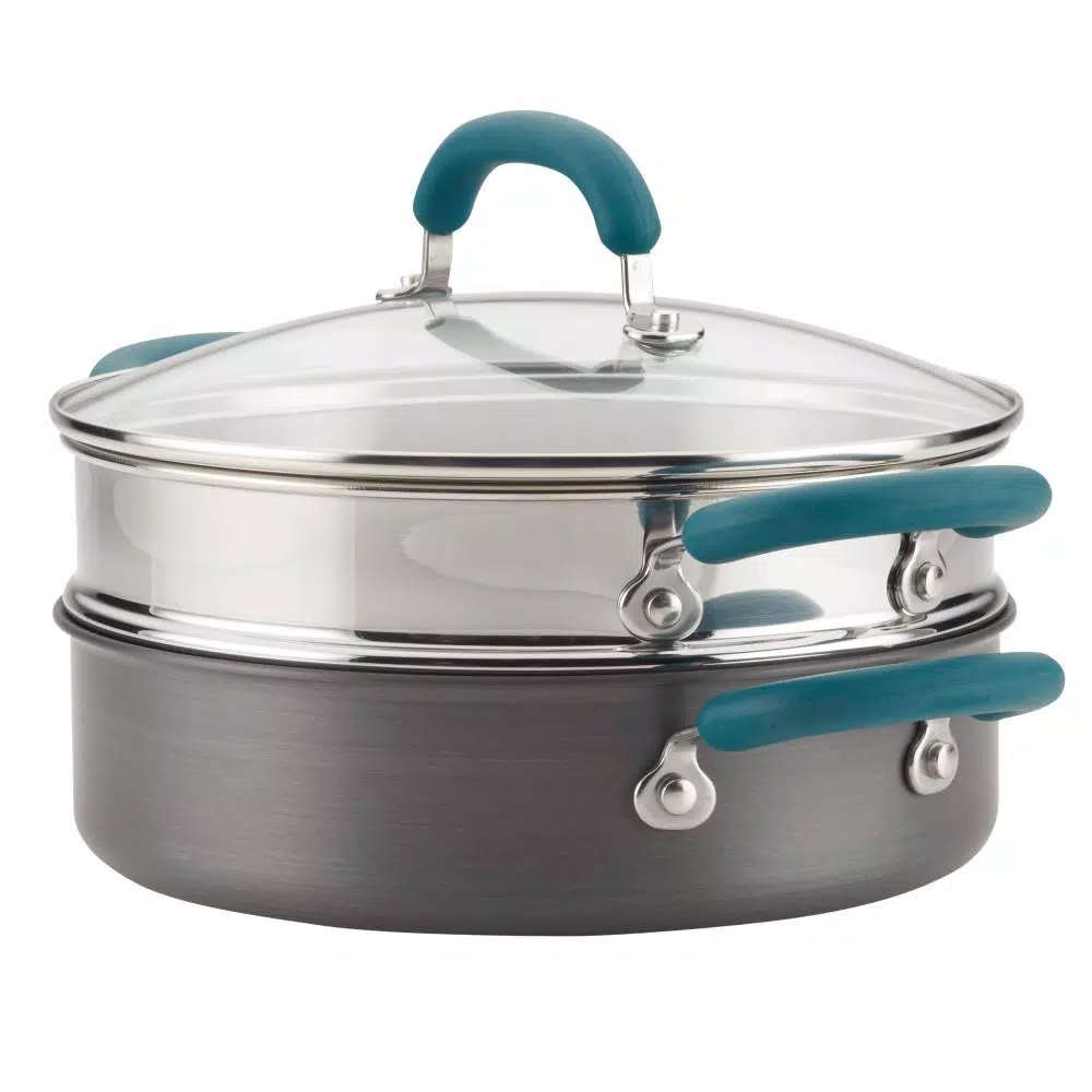 Rachael Ray Create Delicious 3 qt. Hard Anodized Aluminum Nonstick Steamer Set, Gray