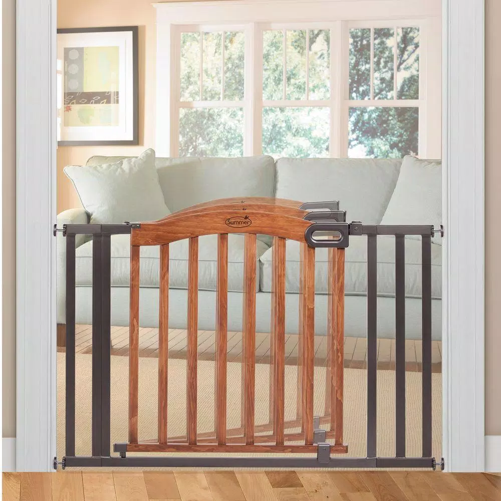 Summer Infant Decorative Wood and Metal Pressure Mounted Walk-Thru Baby Gate, 32 in. Tall