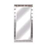 Alpine Art & Mirror Christopher 42 in. x 22 in. Large Rectangle Beveled Glass Wall Mirror - Brushed Silver Contemporary Frame thumbnail 1