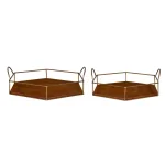 Kate and Laurel Westland Mid-Century Modern Wood and Metal Nesting Tray Set, Brown and Gold thumbnail 3