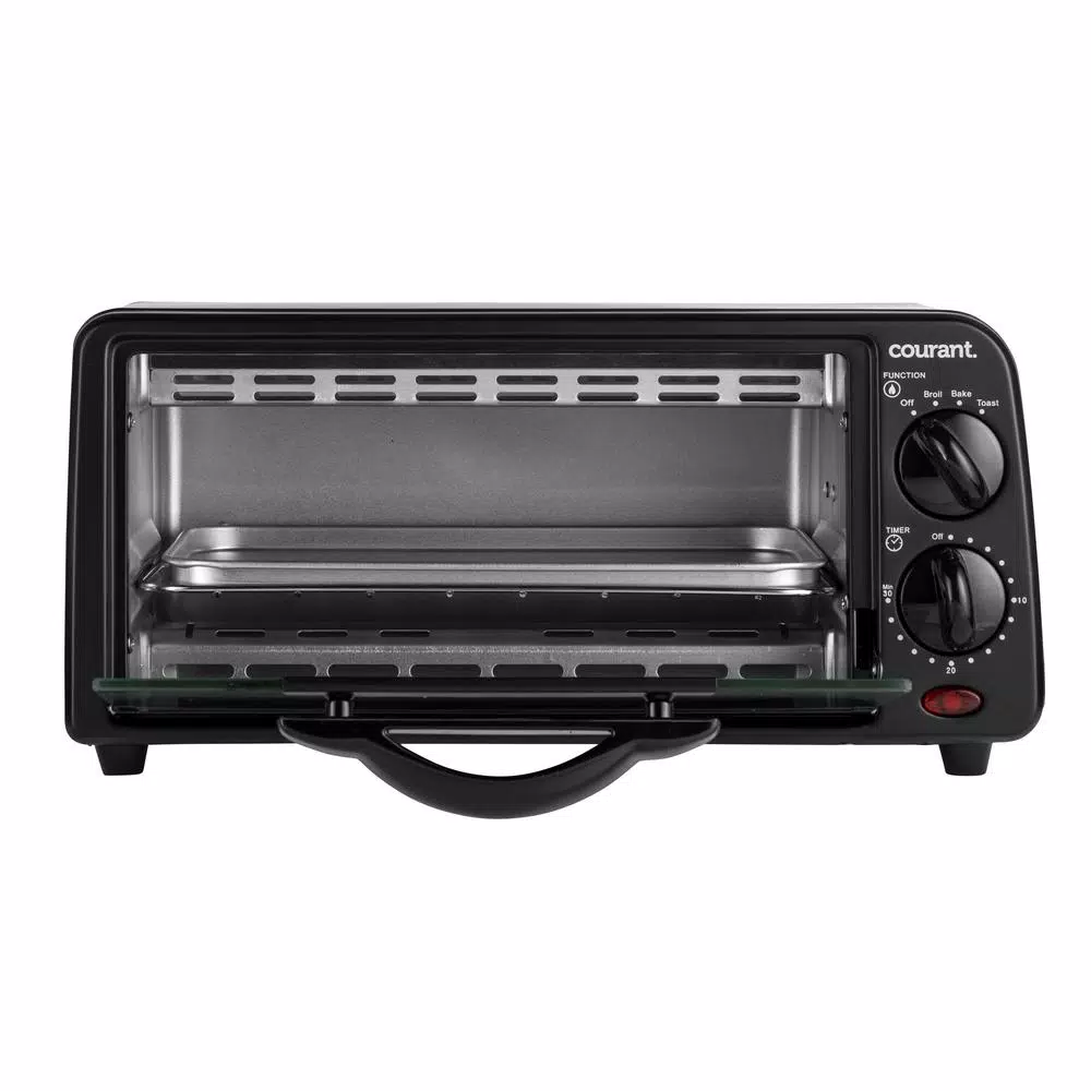 Courant 2-Slice Compact Toaster Oven with Bake Tray and Toast Rack, Black