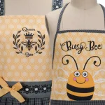 Kay Dee Queen Bee Yellow Cotton Hostess and Child Apron Set thumbnail 2