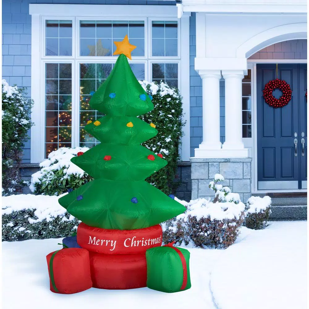 Fraser Hill Farm 6.5 ft. Animated Rotating Christmas Tree Inflatable with White Lights