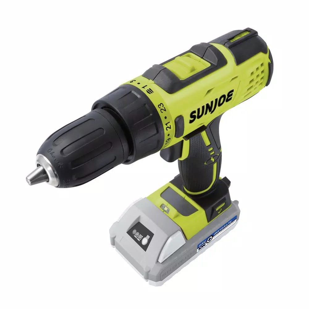 Sun Joe 24V MAX Cordless Drill/Driver Kit with 2.0 Ah Lithium-iON Battery and Charger