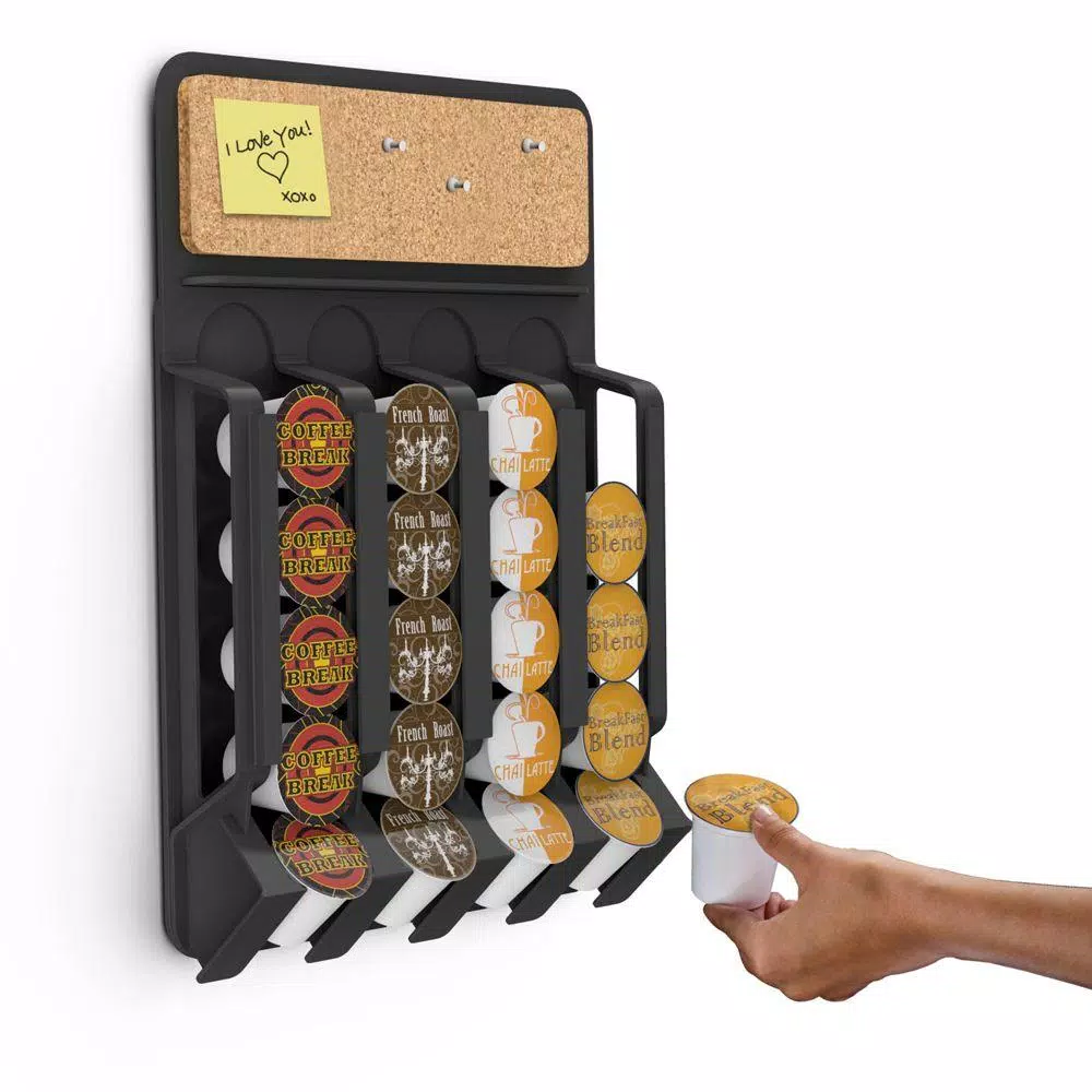 Mind Reader Mounty 20-Capacity Wall Mounted Black K-Cup Dispenser for Keurig Pods