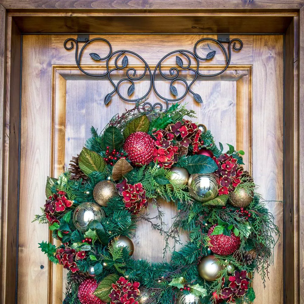Village Lighting Company Ivy Adjustable Wreath Hanger - Durable Wrought Iron Door Hook