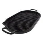 Chasseur 18 in. Oval Enameled Cast Iron Grill Pan, Black thumbnail 1