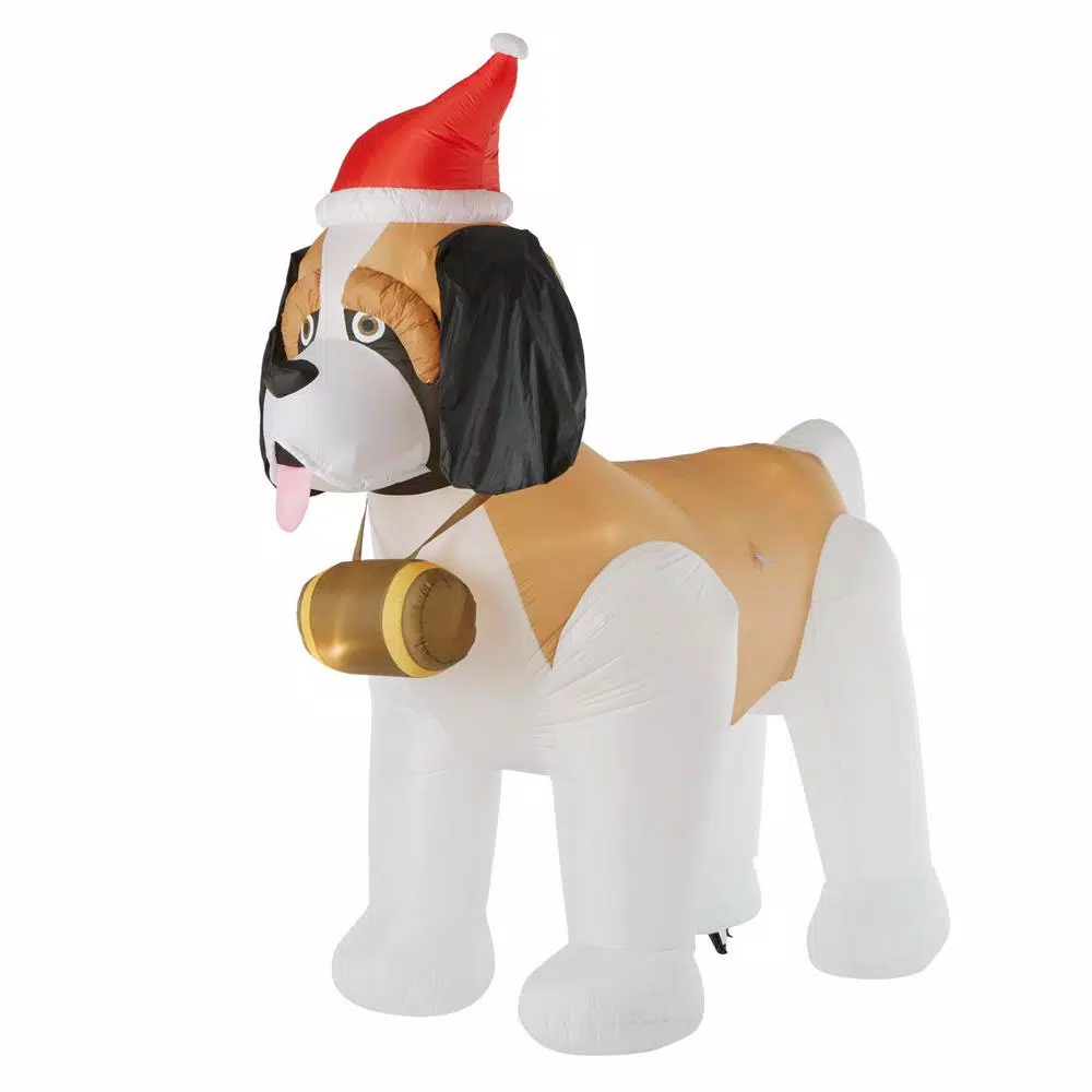 Gemmy 9 ft. Inflatable St. Bernard Christmas Yard Decoration with White Lights