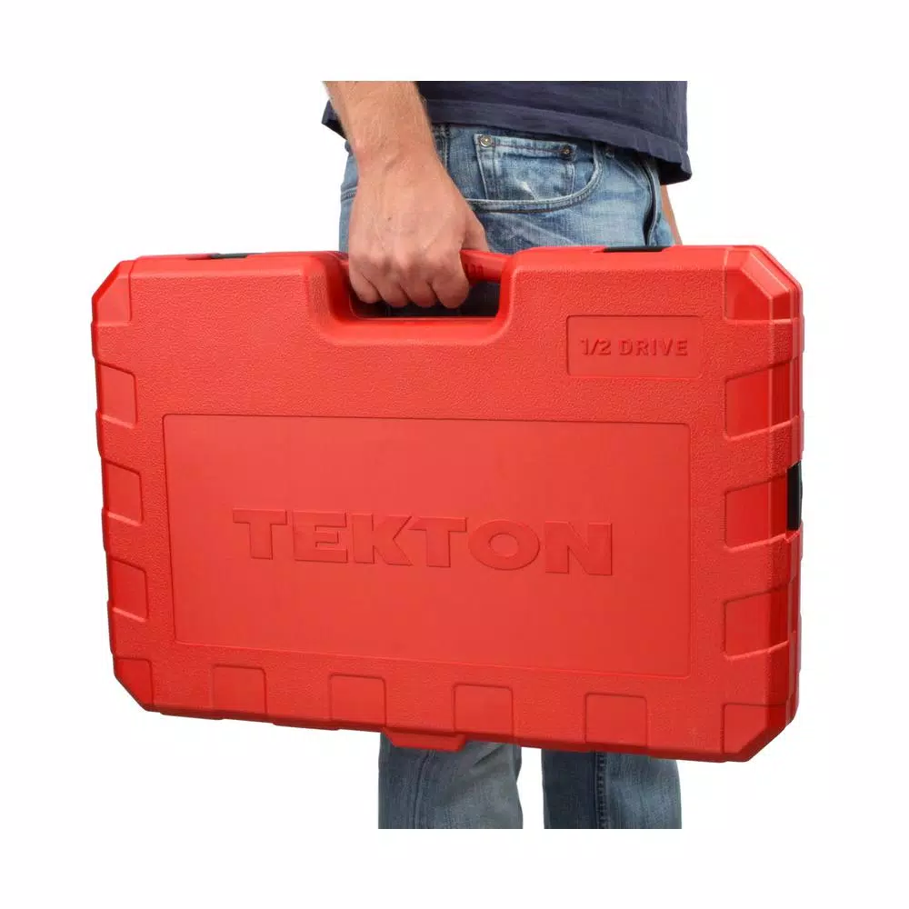 TEKTON 84-Piece 1/2 in. Drive Socket Set, 3/8-1-5/16 in. and 10-32 mm, SAE/Metric