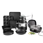 Granitestone Diamond 20-Piece Non-Stick Aluminum Cookware and Bakeware Set, Charcoal thumbnail 1