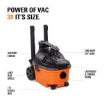 RIDGID 4 Gal. 5.0-Peak HP Portable Wet/Dry Shop Vacuum with Hose and Accessories thumbnail 3