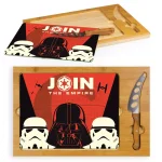 TOSCANA Empire Icon 15.4 in. Rubberwood and Bamboo Glass Top Serving Tray and Cheese Knife Set thumbnail 3