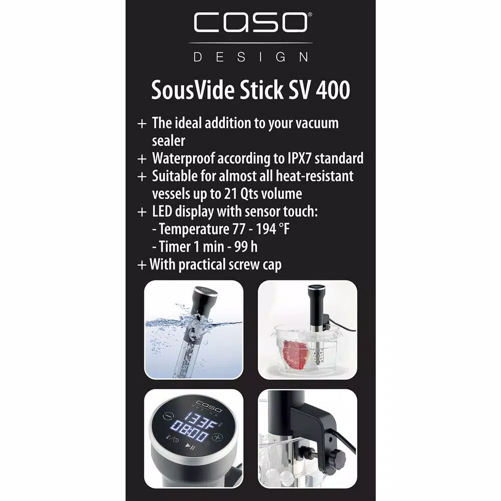 CASO Design Sous Vide Stick Cooker, 800W Precision Immersion Circulator, Silver