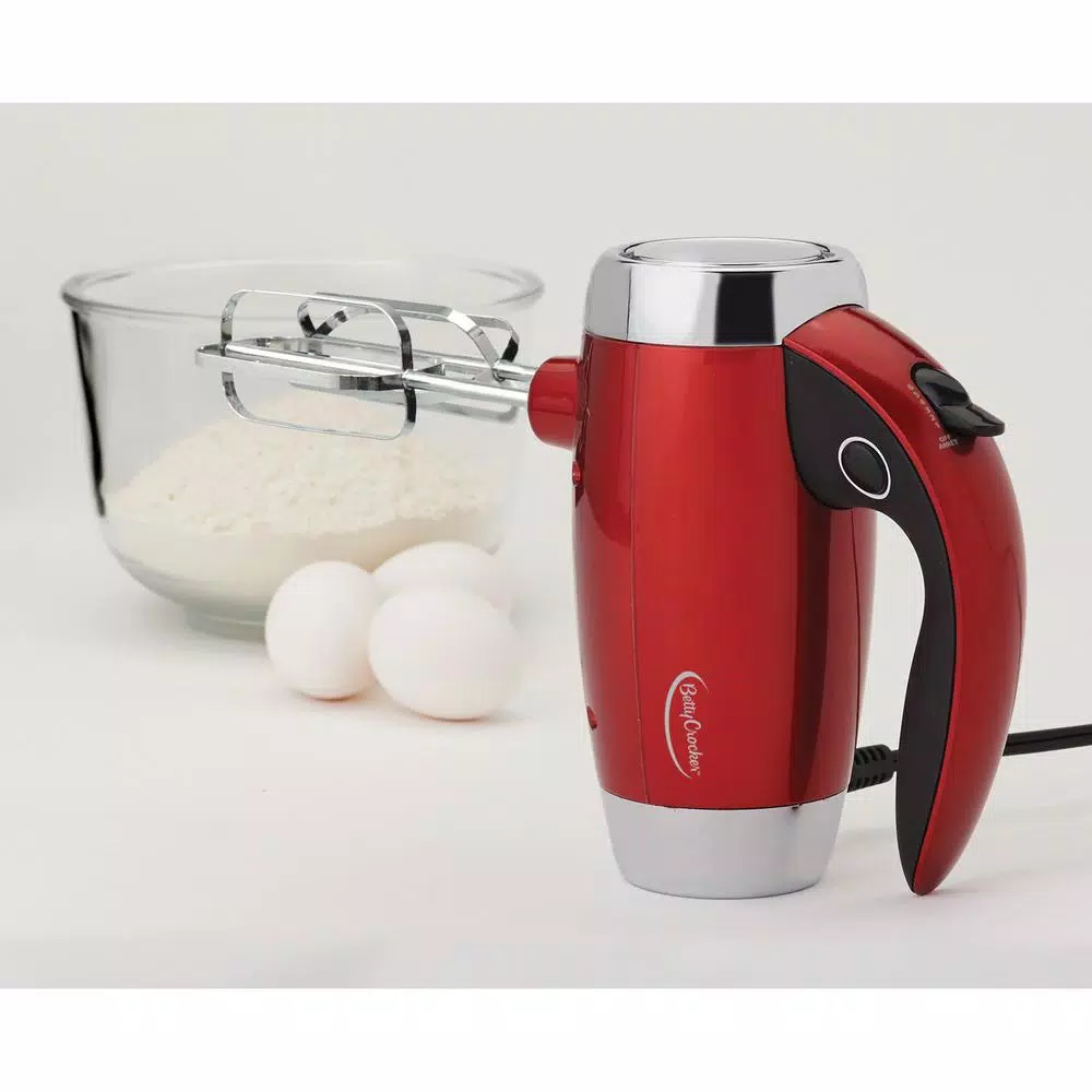 Betty Crocker 7-Speed Red Hand Mixer with Mini Stand, 250W