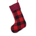 Glitzhome 19 in. Red and Black Plaid Christmas Stocking with Hooked Reindeer thumbnail 2