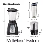 Hamilton Beach MultiBlend 950W 6-Speed Blender System with 52 oz. Glass Jar, Food Chopper, and Travel Jar thumbnail 9