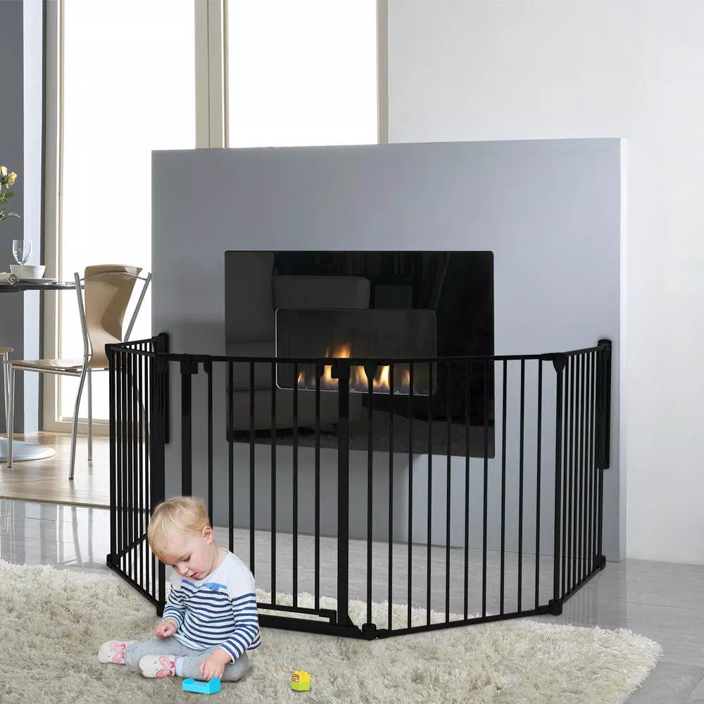 Perma Child Safety 30 in. Super Wide 3-in-1 Playpen Barrier, 6-Panel Play Yard & Baby Gate, Black