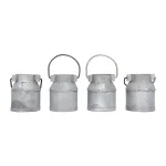 3R Studios Silver Galvanized Metal Vintage Milk Can Shaped Napkin Rings, Set of 4 thumbnail 3