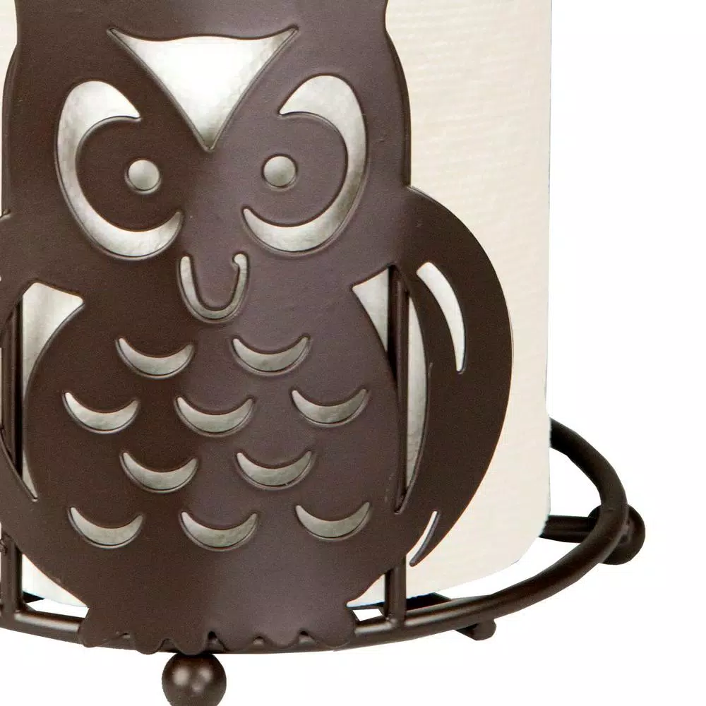 Home Basics Bronze Owl Paper Towel Holder - Decorative Farmhouse Style Steel Stand
