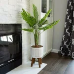 Flora Bunda 4 ft. Artificial Areca Palm Tree in Ceramic Planter with Wood Stand thumbnail 4