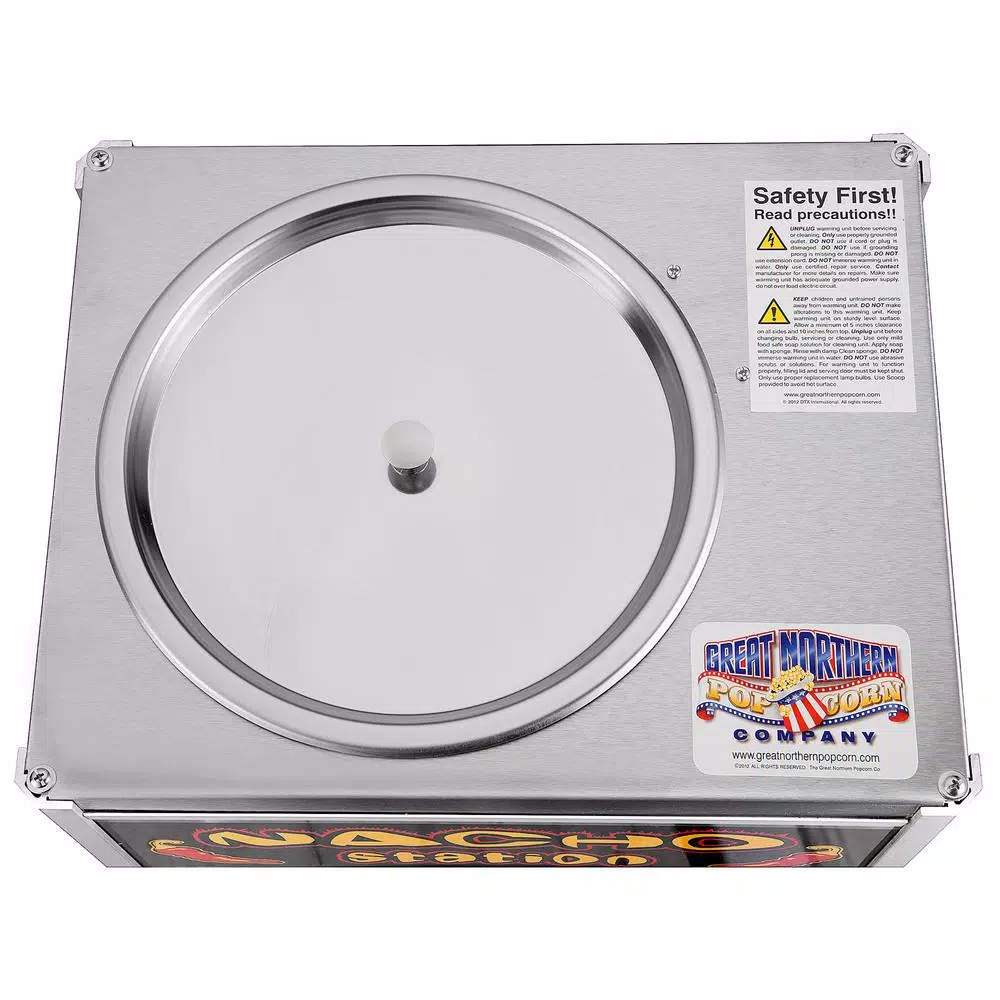 Great Northern Popcorn Commercial Grade Nacho Warmer & Popcorn Station, 8 oz. Stainless Steel Countertop Machine