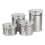 Home Basics Stainless Steel 4-Piece Canister Set with Airtight Translucent Lids thumbnail 1