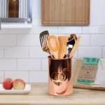 Creative Home Copper Plated Metal Utensil Holder with Laser Cut Lemon Motif Kitchen Tool Crock thumbnail 6