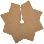 VHC Brands 48 in. Burlap Natural Tan Farmhouse Christmas Tree Skirt with 8-Point Star Design thumbnail 2
