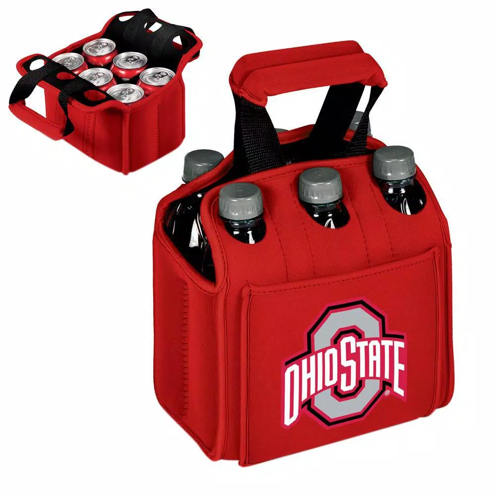 Picnic Time Ohio State University Buckeyes 6-Bottle Insulated Neoprene Beverage Carrier, Red