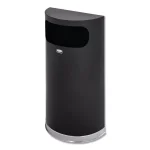 Rubbermaid Commercial Products 9 Gal. Black and Chrome Half-Round Fire-Safe Steel Trash Can with Side Opening thumbnail 1