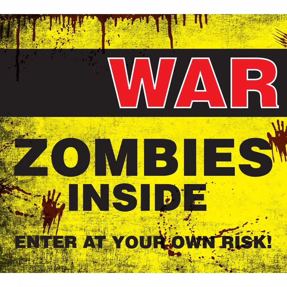 My Door Decor 7 ft. x 8 ft. Zombies Inside Halloween Garage Door Banner Mural
