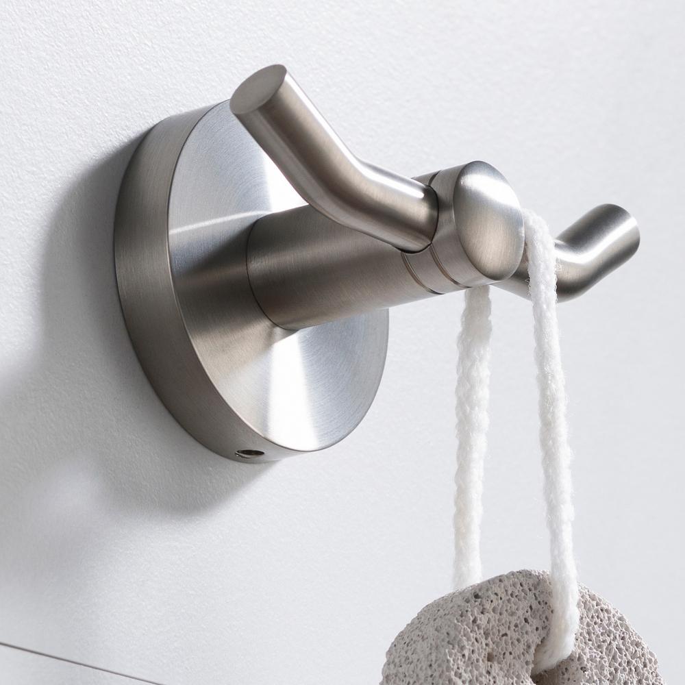 Kraus Elie Double Robe and Towel Hook, Brushed Nickel