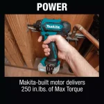 Makita 12V max CXT Lithium-Ion 1/4 in. Hex Cordless Screwdriver (Tool Only) thumbnail 8