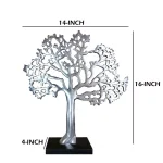 Benjara Modern Silver and Black Aluminum Tree Sculpture Decor with Block Base thumbnail 5