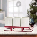 Godinger White Metal Santa Sleigh Flatware Caddy for Christmas Tabletop Decor thumbnail 2