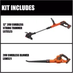 BLACK+DECKER 20V MAX Cordless String Trimmer & Edger Kit with (2) Batteries, Charger, and Bonus Leaf Sweeper thumbnail 3