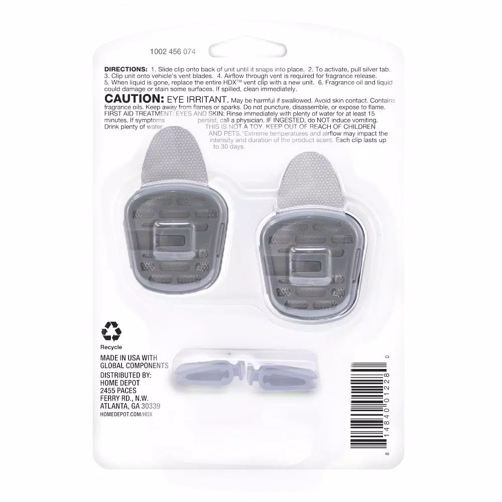 HDX Auto Vent Clip Air Fresheners, Cool Linen Scent, 2-Pack