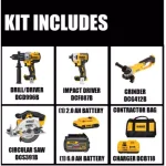 DEWALT 20V MAX XR Brushless 4-Tool Combo Kit with FLEXVOLT 6.0Ah & 2.0Ah Batteries thumbnail 2