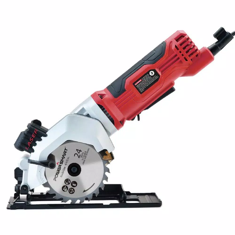 PowerSmart 4-1/2 in. 4 Amp Corded Compact Circular Saw with Laser and 24-Tooth Carbide Blade