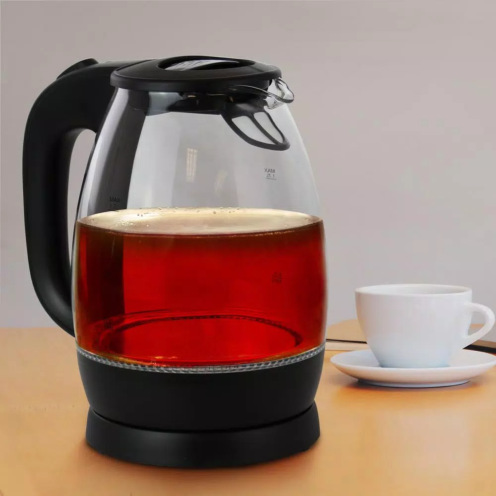 Better Chef 1.7L Cordless Electric Glass Tea Kettle with Blue LED Lights, 7.2 Cup Capacity