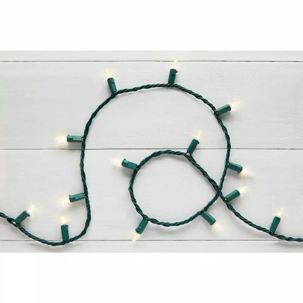 Home Accents Holiday 300-Light LED Mini Warm White Constant-On String Lights, Indoor/Outdoor, Green Wire